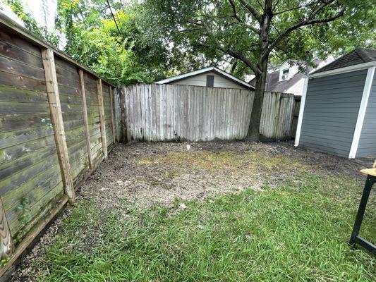 Clean out, previously on side of house, moved to middle of yard. Yard covered in dirt.