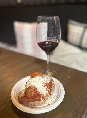 A delicious meatball dish paired with a Barbera