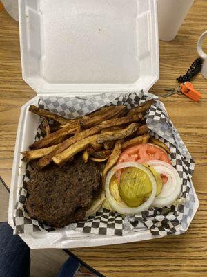 Hamburger and fries