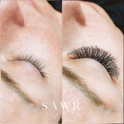 Before and after hybrid lash extensions by Shannara