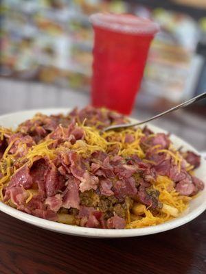 Pastrami Chili Cheese Fries with Pastrami