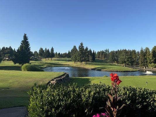 View of 18 green from the clubhouse area