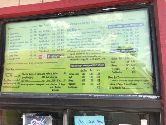 Menu available from drive thru