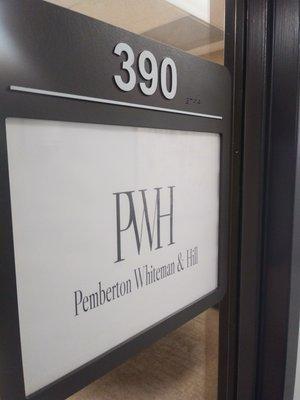 Pemberton Whiteman & Hill Suite Sign