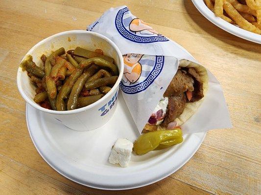 Our Famous Gyro Pita with Green Beans