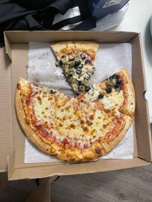 My pizza that had olives on it supposed to be half.