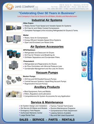 Air Compressor, Vacuum Pump, Dryers, Compressed Air Systems and Ancillary products!