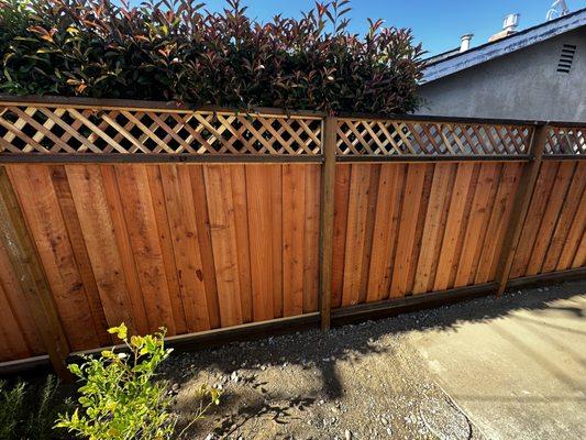 Redwood Board on Board with Diamond-Cut Lattice for a customer in Santa Clara.