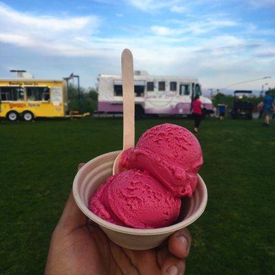 Raspberry frozen yogurt