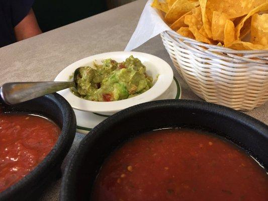 Chips, guacamole, and salsa