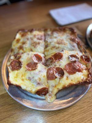 Pepperoni Detroit style pizza