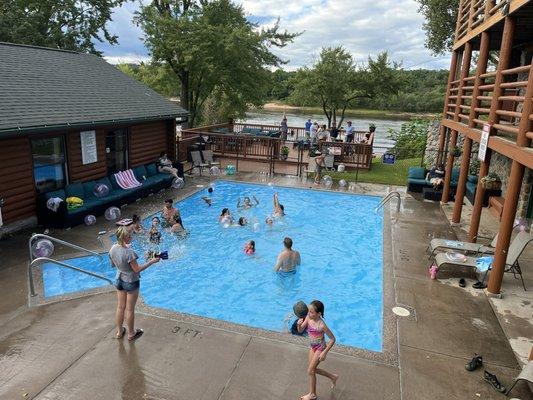 Heated pool and patio next to the clubhouse