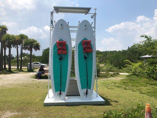 Self-service kiosk paddleboard rentals by  PADL (@ridepadl) at Deering Point