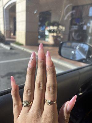 Pink cat eye French tip