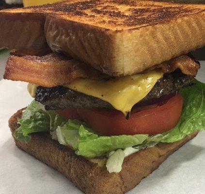 Bacon Cheese Burger on Texas Toast