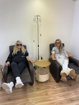 IV hydration while relaxing in our massage chairs