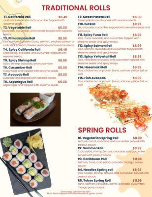 Our regular rolls and spring rolls.