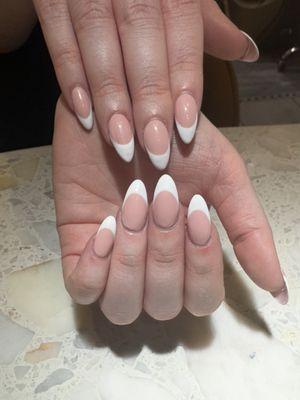 Nails with French tip.