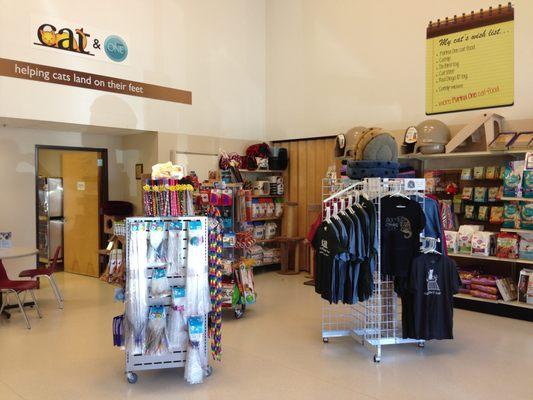 Shop our retail area inside the Sherwood shelter for a variety of cat supplies--all proceeds support the cats and kittens!