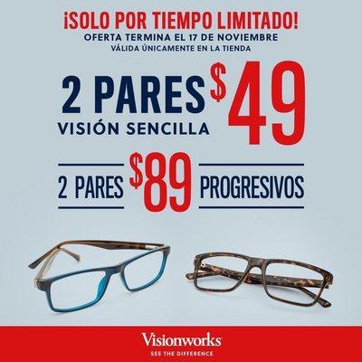 Come see us @ Visionworks at the forum! 2 for $49 single vision! 2 for $89 progressives/bifocal/trifocals!