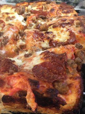 Detroit style pan pizza. Made fresh in house.