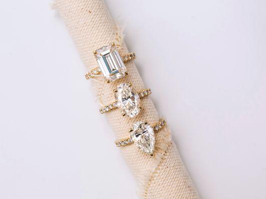 The Signature Collection - Bold Series - Moissanite and Diamond Solid 14k Gold Rings