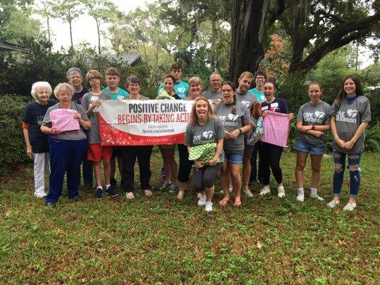 Members at First Lutheran Church used an Action Team to make homemade bags and stock them with supplies for Lutheran World Relief!