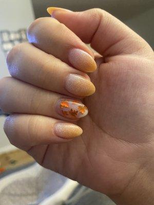 Dip ombré manicure almond shape.