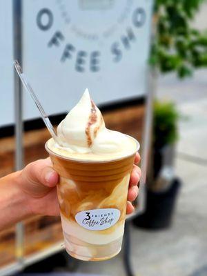 Espresso Float with lactose-free soft serve ice cream