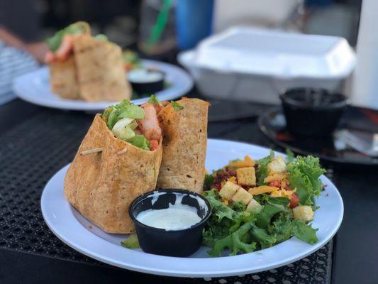 Shrimp Salad Wrap with side salad instead of the fries it comes with.