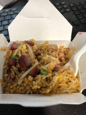 Pork fried rice, good except some of the pork pieces are full of fat