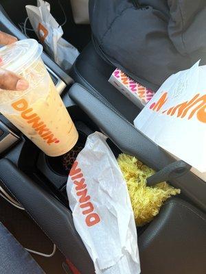 Original Blend Iced Coffee Wake-Up Wrap - Bacon Egg & Cheese (2) Munchkins Donut Hole Treats Classic Donut