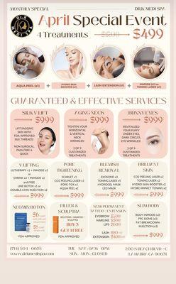 This is for April Special Event! But We still provide ongoing packages($999). Please come to have free consultation.