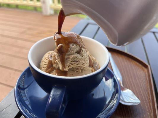 Affogato - just brewed kona coffee over Kona coffee ice cream. Heaven!