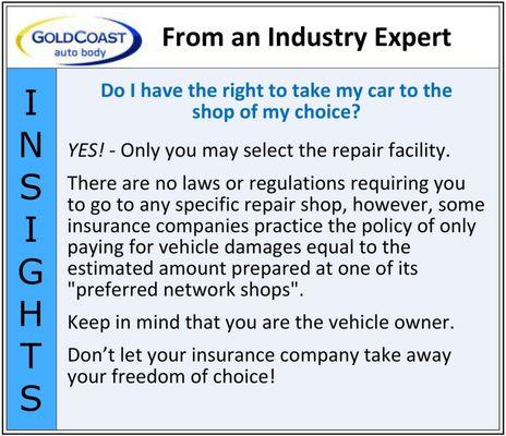 Insights From an Industry Expert:  Do I have the right to take my car to the shop of my choice?