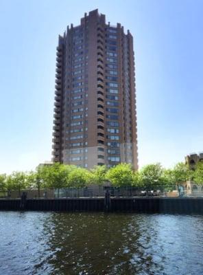 Apartment building on bay