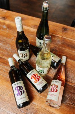 Bottles of Three Brothers estate wine