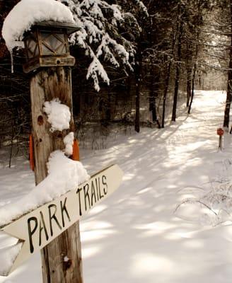 The Outing Lodge sits in Pine Point Park and has great trails for hiking, biking, riding horses, and skiing!