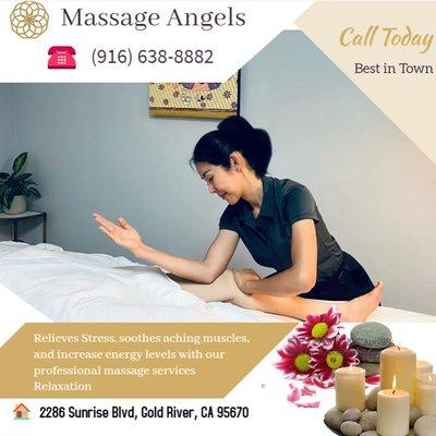 Massage techniques are commonly applied with hands, fingers,  elbows, knees, forearms, feet, or a device...