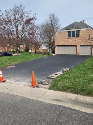 Old Driveway.  Calvin did bottom first to protect our invisible fence