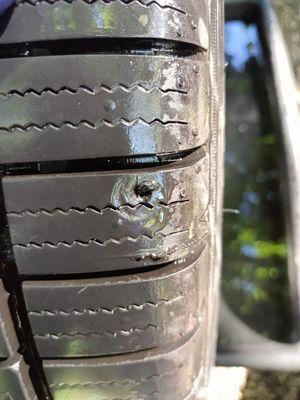 Tires sold with damage and unsafe repairs by seller.