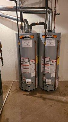 If you need more hot water we can help!  Here's 2 brand new tanks we did last week for a now happy customer