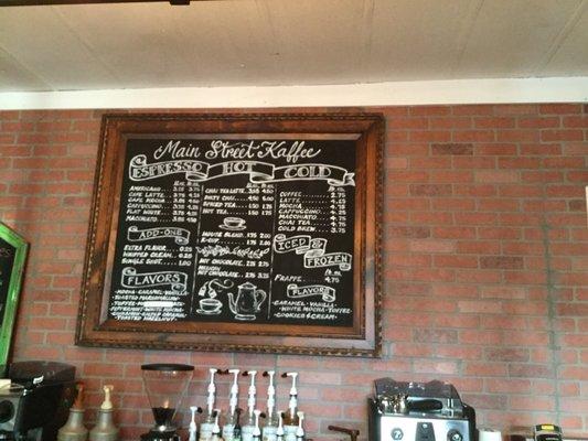 Coffee menu.