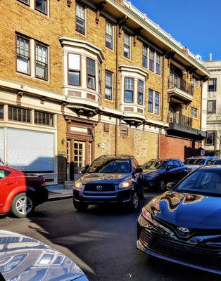 If you are not able to parallel park, do not park in the middle of the road to run in for your takeout order.