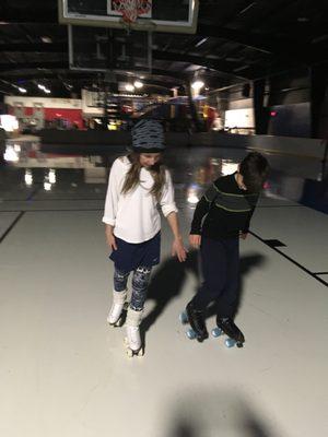 Learning how to go backwards at Galaxy Skateland.