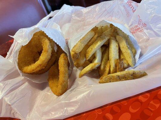 Onion rings and fries