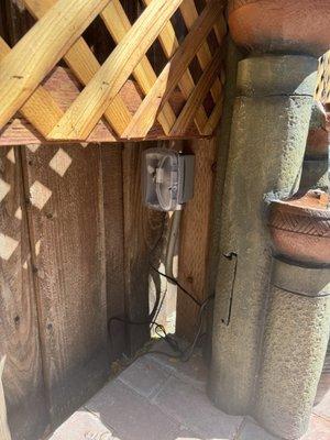 Outdoor fountain outlet.