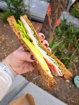 Turkey cheese sandwich. Yummy and fresh.