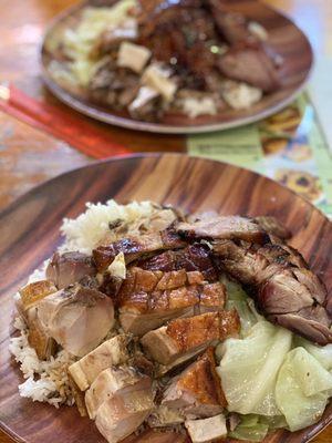 Cantonese Triple Delight (pork, roast pig, duck)