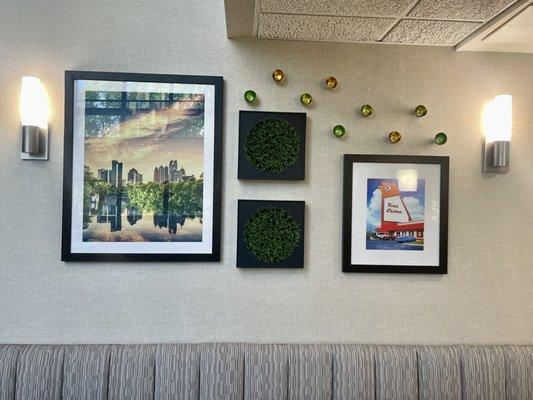 Cute wall art in the dining area.